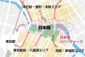 日本橋川を中心とした5つの再開発区域とその周辺一帯