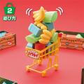 ショッピングカートに商品を積んで動かす、新しいバラ