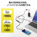 2台同時に充電・通信できるUSB2.0 Type-Cケーブルを発