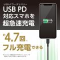超高出力67W対応・USB-C直結ケーブル搭載 20000mAh モ