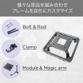 VESA規格に対応。モニターアームへフレームを構築し機