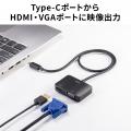 Type-CポートからHDMIとVGAへ同時出力。2台のディスプ