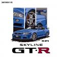 R34の迫力を一枚に。SKYLINE GT-R (R34) デザインTシ