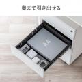 浅型×均等引き出しで小物も備品もスッキリ収納！鍵付