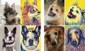 「愛犬を現代アートに」愛犬を色鮮やかにキャンバス描