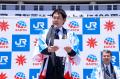 アース製薬100周年記念 JR播州赤穂駅の駅名標に「忠臣