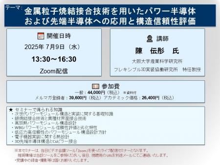 【ライブ配信セミナー】金属粒子焼結接合技術を用いた