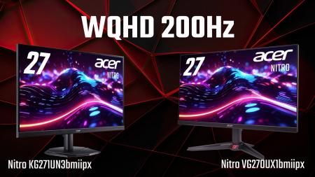 最大200Hz対応の27インチWQHD、Nitroゲーミングモニタ