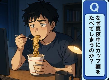 「なぜ真夜中にカップ麺をたべてしまうのか？」コレが