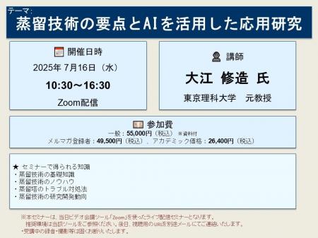 【ライブ配信セミナー】蒸留技術の要点とAIを活用した
