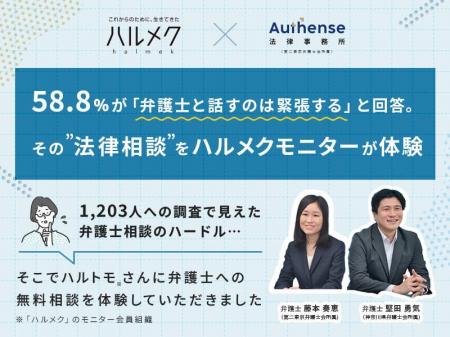 【ハルメク×Authense法律事務所】58.8％が「弁護士と