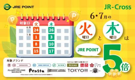 「JRE POINT 5倍」 キャンペーン！！「火曜日・木曜日