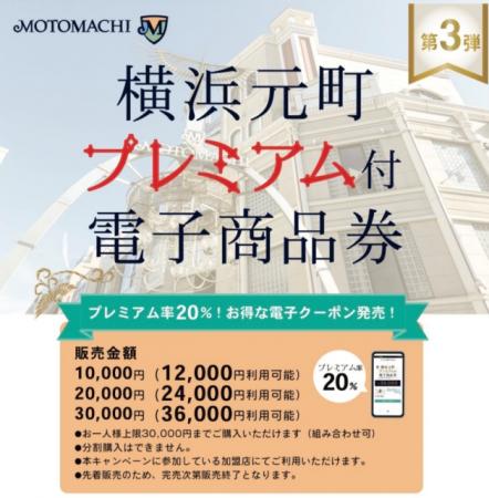 横浜元町プレミアム付電子商品券 第3弾の販売開始のお