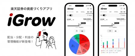 楽天証券、資産づくりアプリ「iGrow(R)」に、配当・分