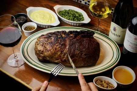 「漫画みたいな豚の塊肉」マロリーポークステーキ海老