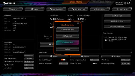 GIGABYTE「intel Z890マザーボードUltra Turbo Mode機