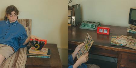 『MOTHER2』ロゴの立体ロゴフィギュアと、どせいさん