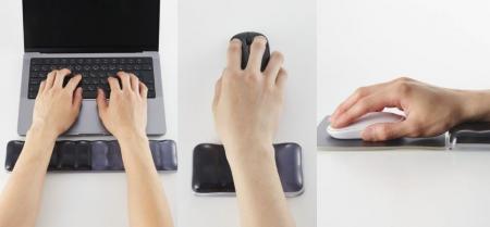 程よい弾力のゲルが手首にフィット!通気性を高める凹
