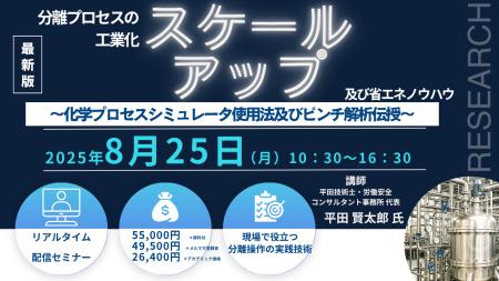 【ライブ配信セミナー】分離プロセスの工業化スケール