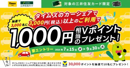 三井住友カード、タイムズのカーシェア利用で最大3万