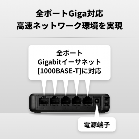 【マグネット付】全ポートGiga対応。5ポートスイッチ