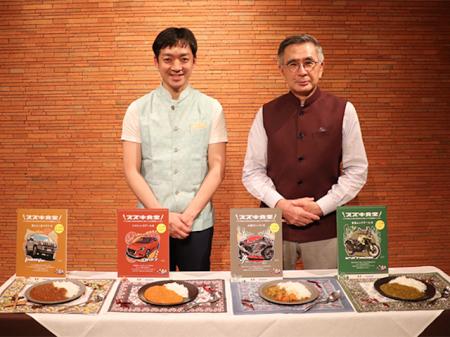 4種のカレーを前に、鳥善・代表取締役の伊達善隆氏...