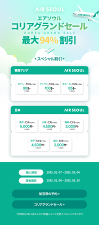 エアソウルが2月4日まで「コリアグランドセール」開催