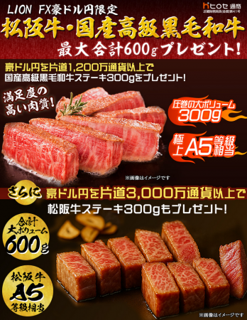 LION FX豪ドル円限定 松阪牛・国産高級黒毛和牛最大60
