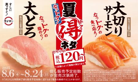 もっと美味しく、もっとお得に！スシロー「夏得（なっ