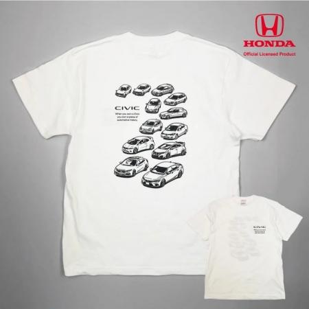 「歴代 Honda シビック」デザインTシャツ「丹波屋栃木