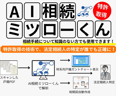 「AI相続ミツローくん」 新たな特許を取得！自治体や