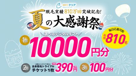 【期間限定】脱毛実績810万回*¹突破記念”メンズクリア