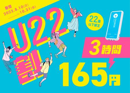 「ChargeSPOT」、22歳以下限定の特別料金「U22割」開