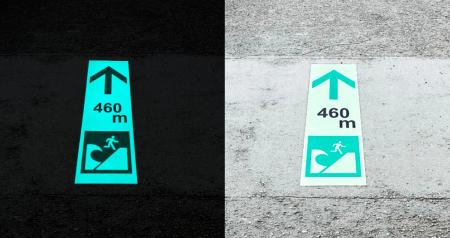 日本初。道路（市道）への高輝度蓄光塗装による津波避