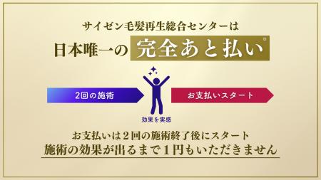 サイゼン毛髪再生総合センター*が業界初の『あと払い