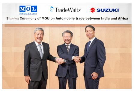 商船三井、トレードワルツ、スズキインド・アフリカ間