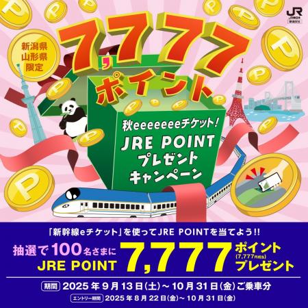 JRE POINT 7,777 ポイントが抽選で 100 名さまに当た