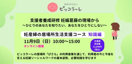支援者養成研修「<妊産婦の居場所生活支援コース知識 支援者養成研修「<妊産婦の居場所生活支援コース知識