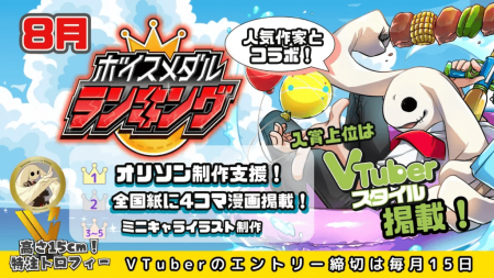 CrossVision、V-tampにおける8月度「ボイスメダル」販