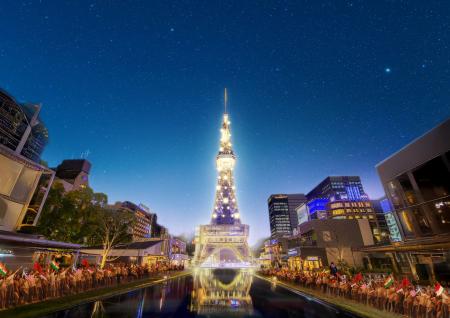 中部電力 MIRAI TOWERから、名古屋の夜空へ　新ライト