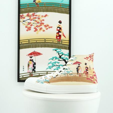 永楽屋の手ぬぐいがコンバースのカスタマイズシューズ