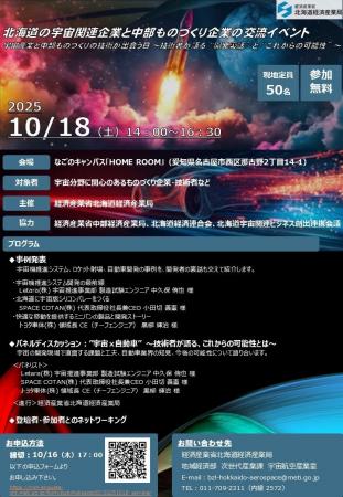 北海道の宇宙関連企業と中部ものづくり企業の交流イベ 北海道の宇宙関連企業と中部ものづくり企業の交流イベ