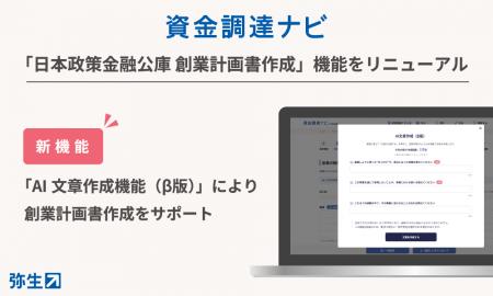 資金調達ナビ、「創業計画書作成機能」にAI機能を搭載
