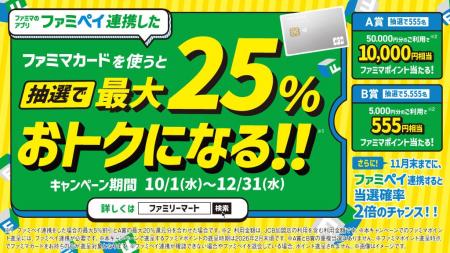 割引率最大 5%「ファミマカード」新規入会受付を 10 
