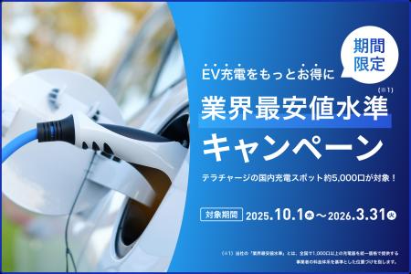 EV充電料金（超急速＆普通）が業界最安値水準で10月1
