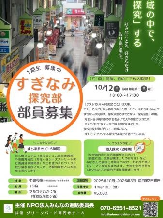【すぎなみ探究部1期生募集】地域のキーパーソンの案