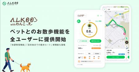 『ALKOO by NAVITIME』ペットとのお散歩機能「ALKOO w