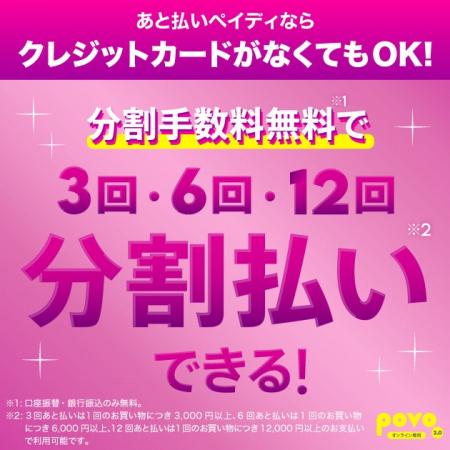 povo、お支払い方法としてペイディの6・12回あと払い