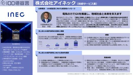 アイネック、「100億円成長宣言」企業として中小企業