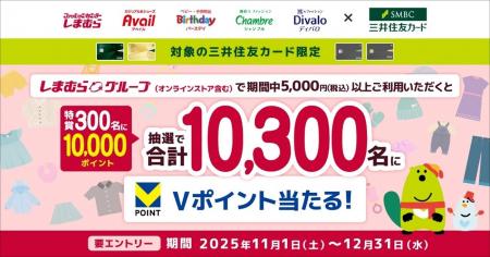 三井住友カード、しまむらグループで期間中合計5,000 三井住友カード、しまむらグループで期間中合計5,000